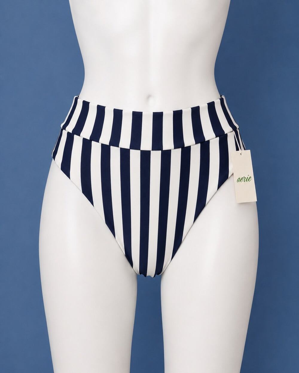 NWT Aerie Navy Printed High Cut Cheeky Bikini Bottom